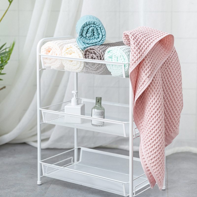 Bath Towel Pure Cotton Bath Towel Japanese Waffle Adult Bath Towel Pure Cotton Honeycomb Mesh Light and Easy to Dry M2095