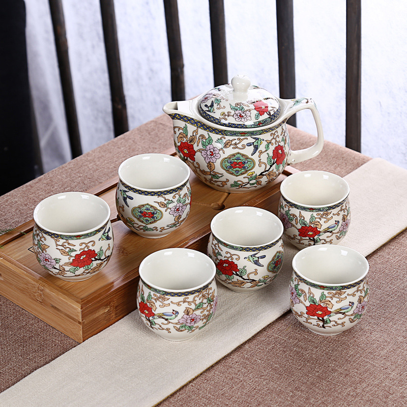 茶具套装整套陶瓷双层功夫茶具中式青花瓷茶壶茶杯家用