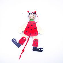 厂家直销新款拉线儿童小丑木头人 玩具创意卡通木质玩偶挂件批发