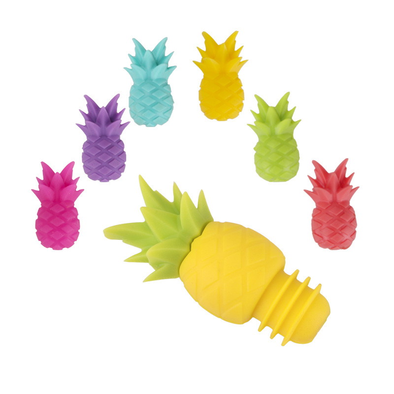 7Pcs Silicone Sealed Cap Wine Stopper Creative Pineapple Cup Decoration Wine Merchant Gift