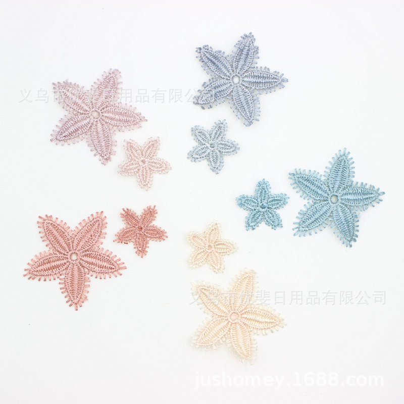 embroidery five petal flower laminate lace little flower laminate chalk color korean style handmade hair accessories