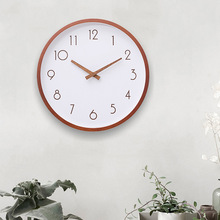 简约北欧风格挂钟静音圆形中式石英钟表14寸卧室客厅装饰现代钟表