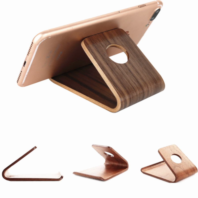 木质一体成型手机支架茶叶托架木质适用于桌面底座充电架