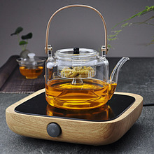 高鹏硅玻璃茶壶加厚透明蒸煮两用竹提梁壶大容量电陶炉煮茶壶