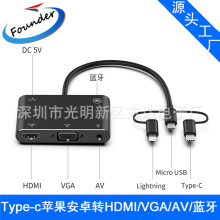 适用于苹果 安卓 type-c转HDMI/VGA/AV转换器 蓝牙接音频