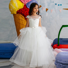 白色儿童礼服长款蛋糕公主裙钢琴演出礼服ins蓬蓬纱女童生日裙