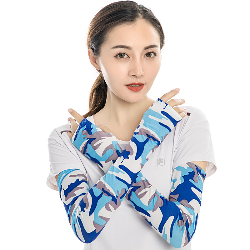 Outdoor Sun Protection Viscose Fiber Oversleeve for Climbing and Riding Camouflage plus Size Extra Long Fingerless Sleeve Cycling Fishing Sleeves