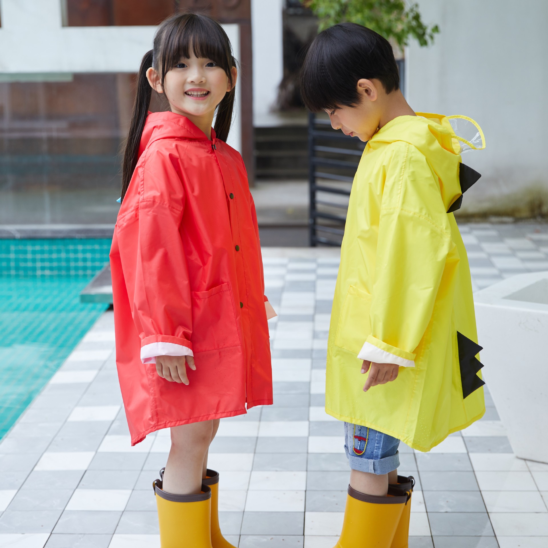 小恐龙雨衣儿童卡通连体宝宝女童小学生小孩长款雨具雨披raincoat