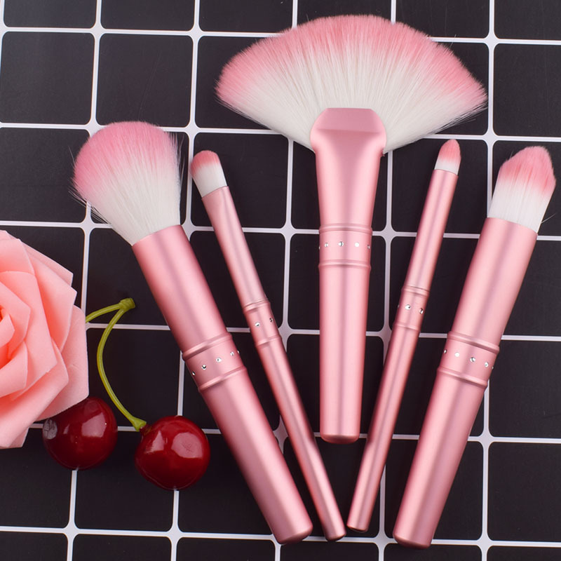 现货粉色镶钻五件套5支化妆刷套刷眼影刷makeup美妆化妆工具套装