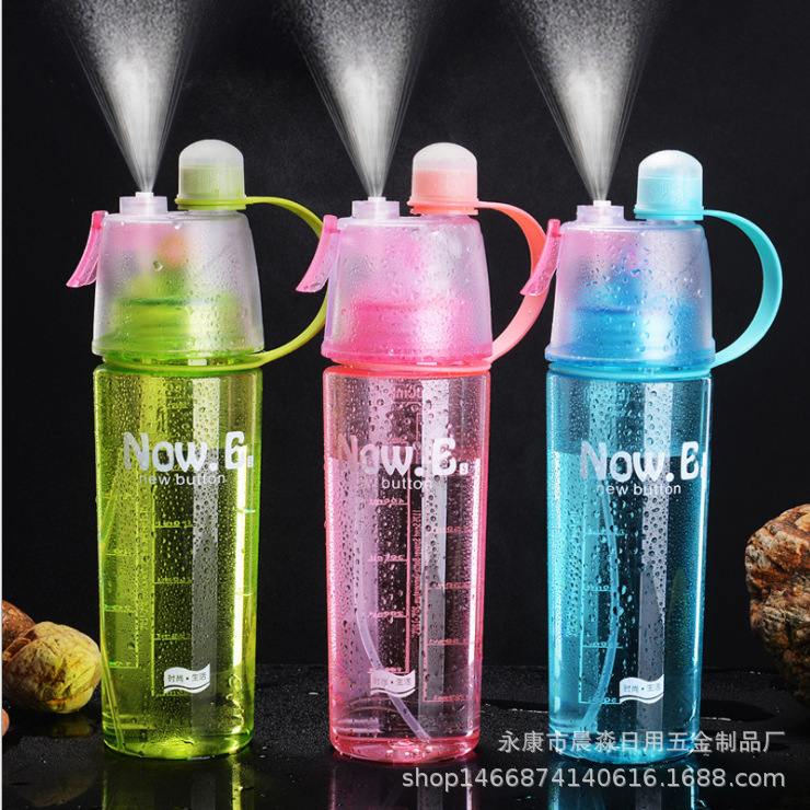 Tiktok Hot Creative Spray Water Cup Outdoor Sports Water Cup Portable Plastic Cup Children Gift Cup Printed Logo