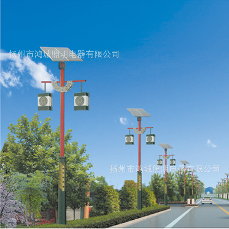 厂家定制太阳能感应灯一体式路灯5米10米LED20W30W复古路灯杆批发