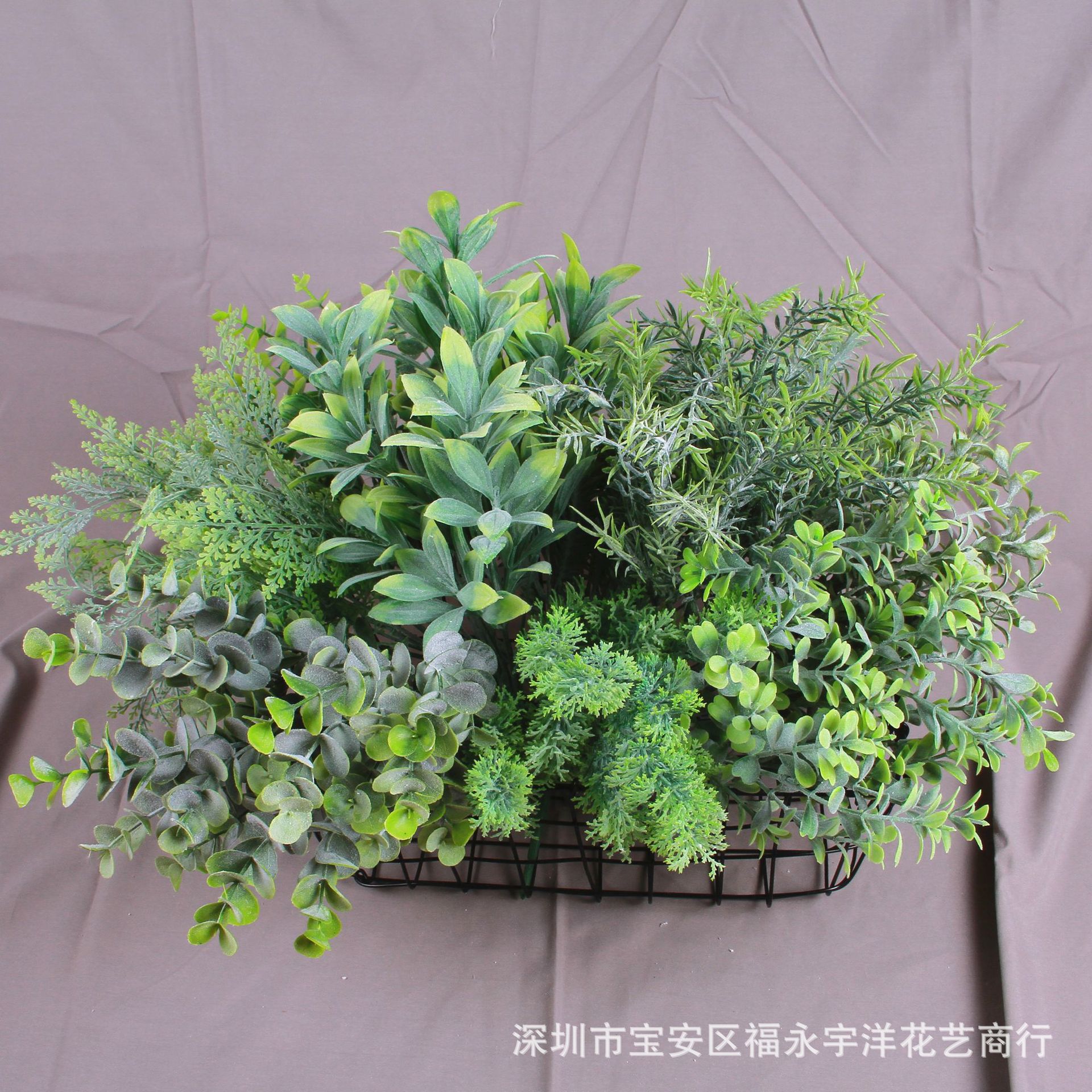 北欧风植绒仿真植物 7叉水草塑料假草波斯草 塑料花蕨类植