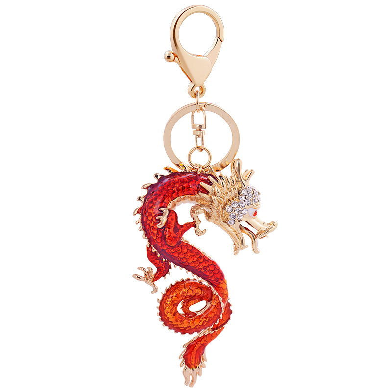 Chinese Dragon Zodiac Dragon Style Alloy Key Ring Ornaments Exquisite Automobile Hanging Ornament Keychain Accessories Customizable