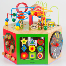 新款小号六面绕珠百宝箱儿童早教益智力玩具1-3岁木制玩具礼物