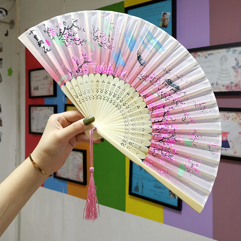 Folding Fan Bamboo Antique Fan Student Female Chinese Style Small Fan Folding Fan Ancient Style Student Gift Fan