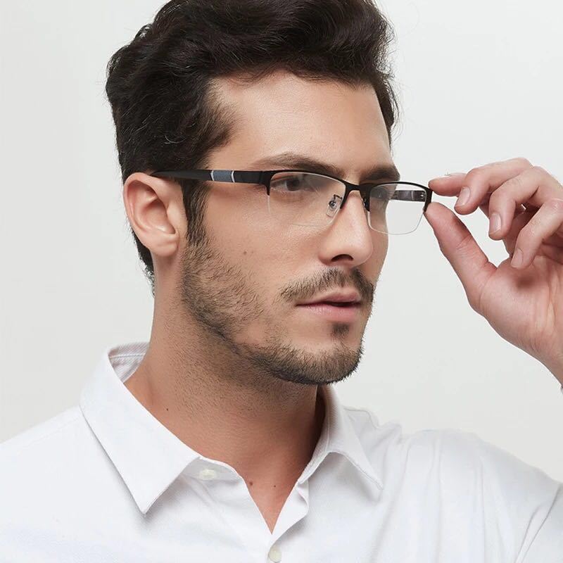 Color-Changing Men's Half-Frame Anti-Blue Light Glasses Internet Celebrity Gentleman Business Myopia Glasses Finished Product Wholesale 806 Myopia