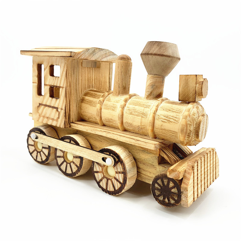 木质复古火车头 儿童汽车模型玩具 精美工艺品摆件 景区热卖产品