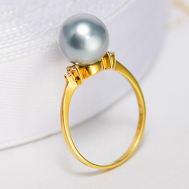 akoya海水珍珠戒指18k金珍珠指环首饰珠宝送女友生日礼物-阿里巴巴