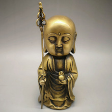 仿古做旧铜器摆件  黄铜黄铜地藏佛工艺品摆设 佛像黄铜摆件