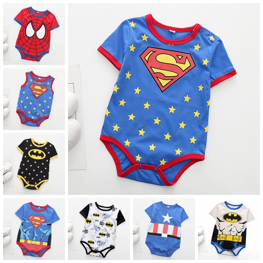 One Piece Dropshipping Baby Thin Baby Spider-Man Printed Short-Sleeved Triangle Jumpsuit Summer Cotton Rompers Romper Baby Clothes