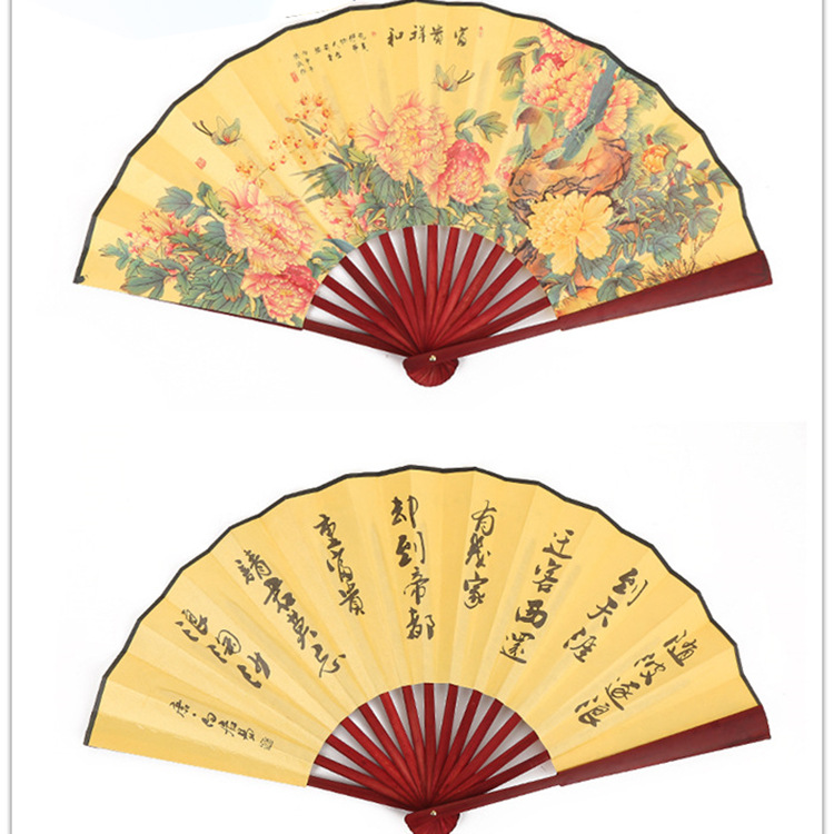 夏季热销折叠扇中国风复古男士绢布扇 8寸9寸10寸双面字画大扇子