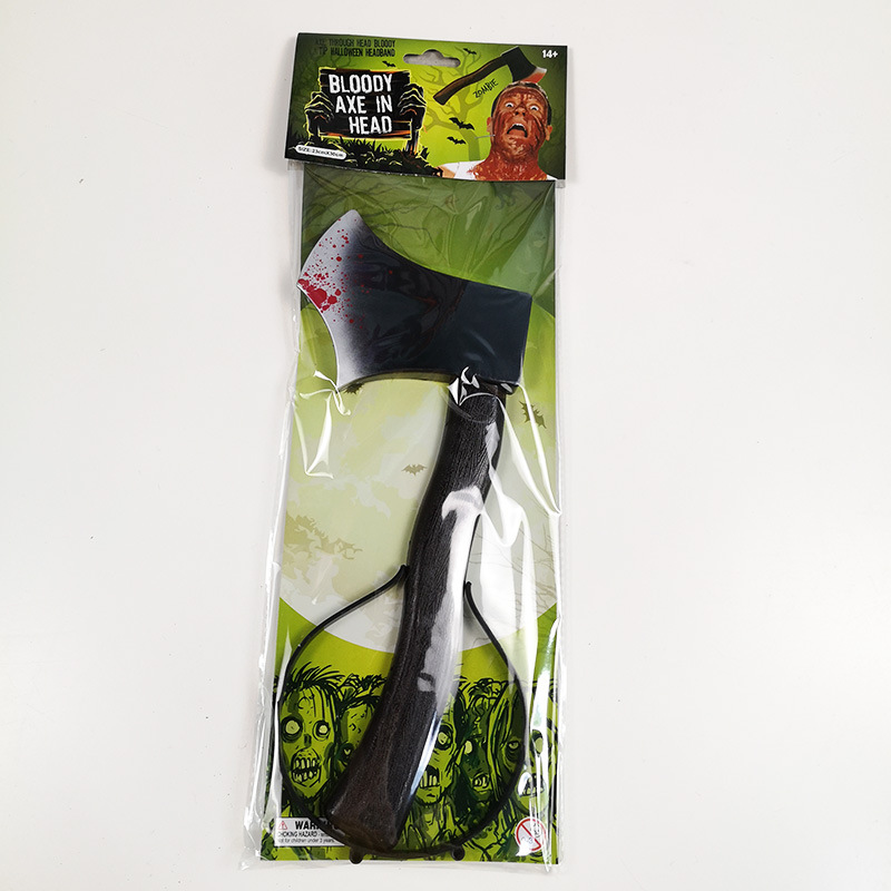 Halloween Headband Simulation Head-Wearing Kitchen Knife Horror Party Zombie Cosplay Props Trick Saw Axe Buckle