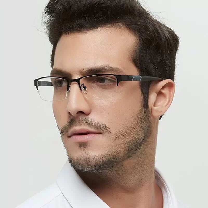 Color-Changing Men's Half-Frame Anti-Blue Light Glasses Internet Celebrity Gentleman Business Myopia Glasses Finished Product Wholesale 806 Myopia