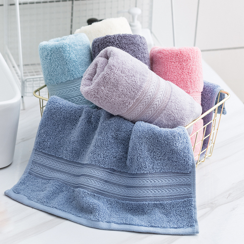 Towel Pure Cotton 32-Strand Plain Towel Bright Silk Broken Simple Not Easy to Lint Face Wiping Towel M1097