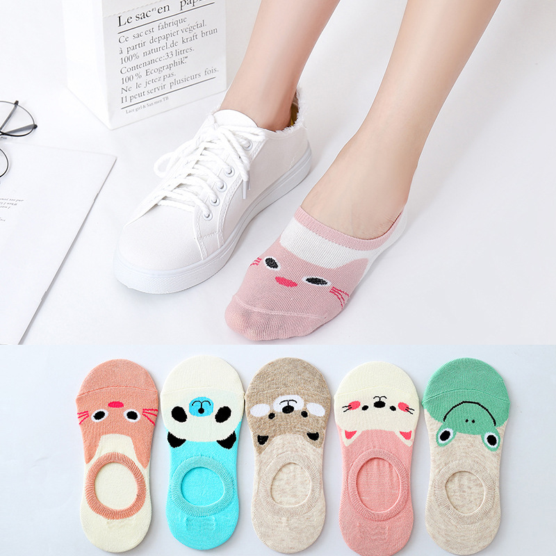 women‘s low-cut liners socks cotton socks female low-top invisible socks low cut socks autumn and winter non-slip silicone girl low cut thin