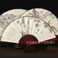 景区古风扇子折扇中国风 男绢扇折叠扇复古典 古代随身日用扇便携
