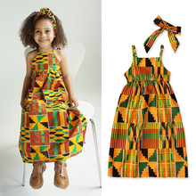 女儿童欧美夏季 潮范露肩绑带裙子非洲波西米亚风格连衣裙童装ins