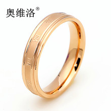 奥维洛韩版钛钢戒指经典罗马数字玫瑰金戒网红精品时尚亚马逊ebay