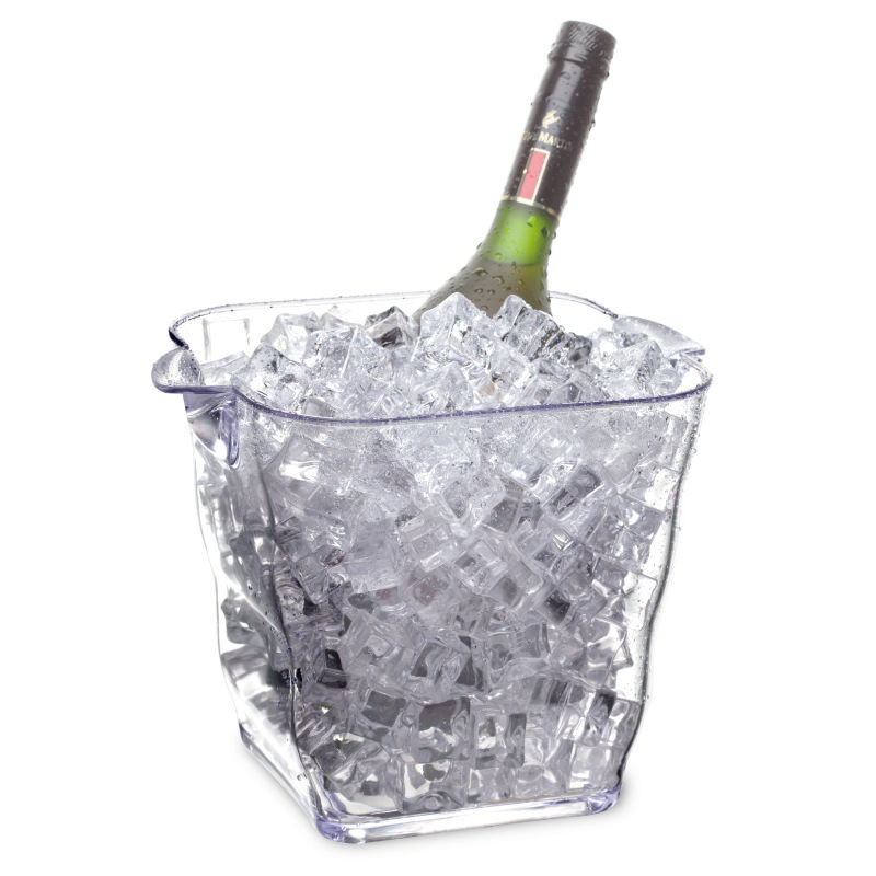 Factory in Stock Plastic Square 4l Small Transparent Square Champagne Bucket 5l Square Wave Ice Bucket Printable Logo