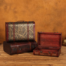 欧式复古木质手提箱仿古装饰品收纳箱子橱窗摆件老式皮箱摄影道具