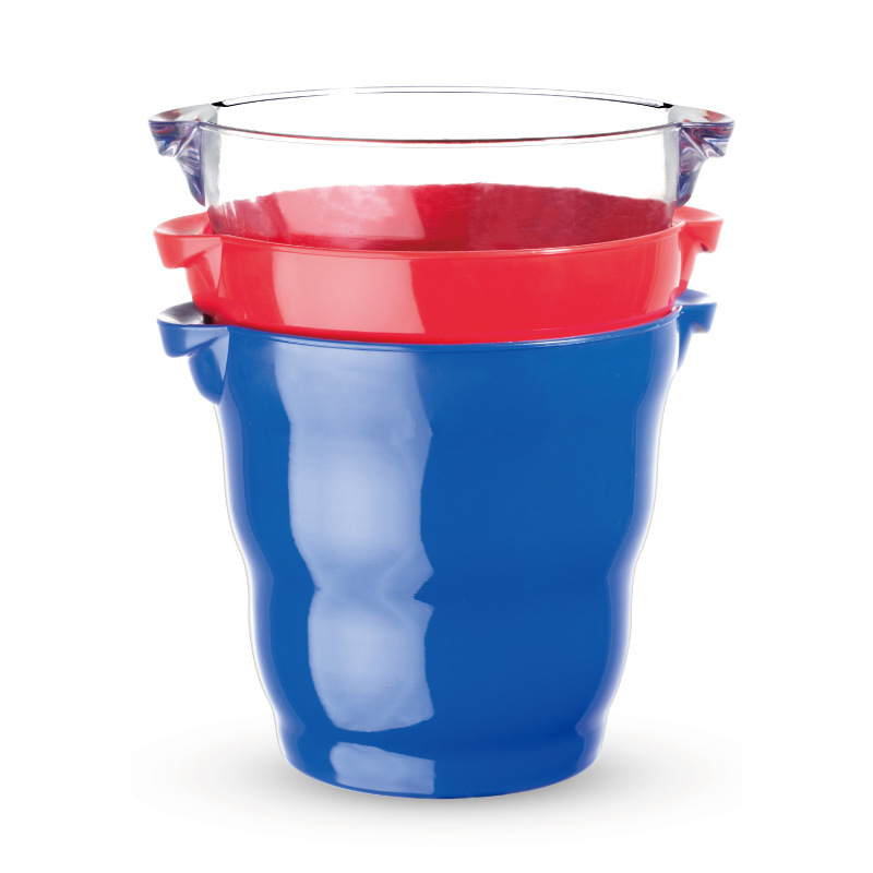 Factory in Stock PS Plastic 4L Small Transparent round Champagne Bucket Single round Wave Ice Bucket Printable Logo