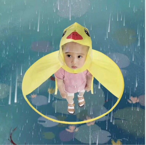 Children's Raincoat Ufo Small Yellow Duck Cloak Cartoon Poncho Tiktok Kindergarten Child Baby Rain Hoodie Wholesale