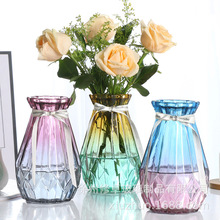 创意透明花瓶欧式彩色家居玻璃花瓶绿萝水培花瓶富贵竹干花插花瓶