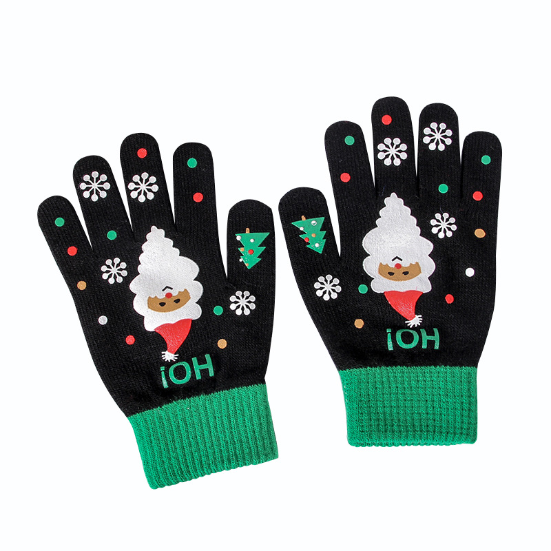 Christmas Gloves Female Students Autumn and Winter Five Finger Touch Screen Knitting Wool Keep Warm Cold Protection Thickening Road Bike Wholesale