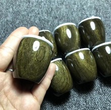 四川金丝楠木千年阴沉木茶杯酒杯陶瓷家居创意礼品8个装工艺茶具