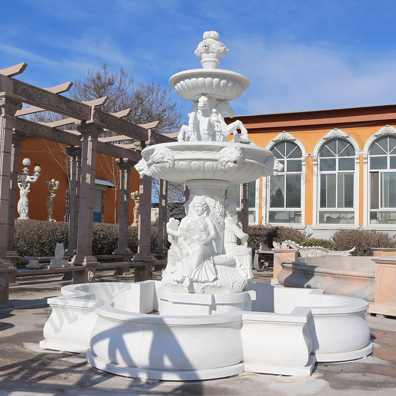 曲阳工厂现货欧式人物汉白玉喷泉 室外大型石雕景观喷泉水景定制