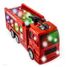 Electric Fire Truck 亚马逊热卖灯光音乐消防车 灯光万向玩具