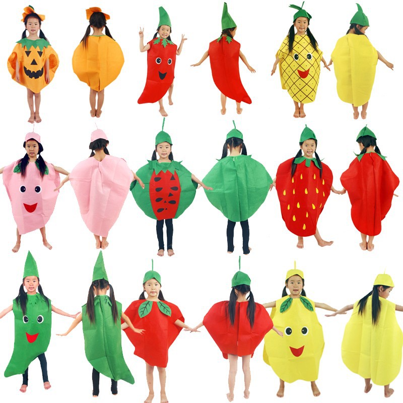 跨境六一儿童幼儿水果服蔬菜花草瓜果演出服 时装秀亲子表演服装