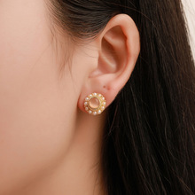 法式珍珠气质耳钉小香风精致猫眼石耳环女韩版复古甜美百搭耳饰品