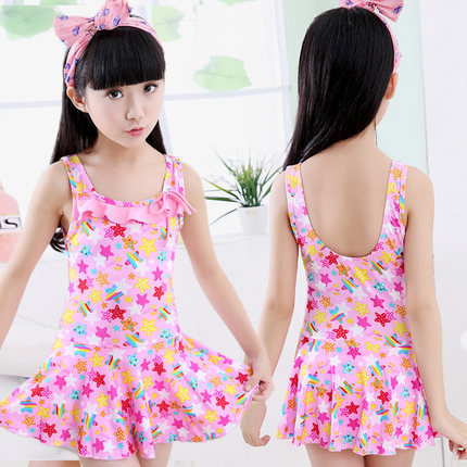 New Children's Swimsuit Women's One-Piece Split Princess Girl Swimsuit Middle and Big Children Girls' Skirt Student Swimsuit