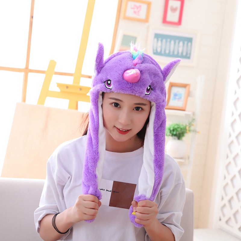 tik tok toys one pinch movable ears unicorn hat headwear gift photo shoot props airbag hat