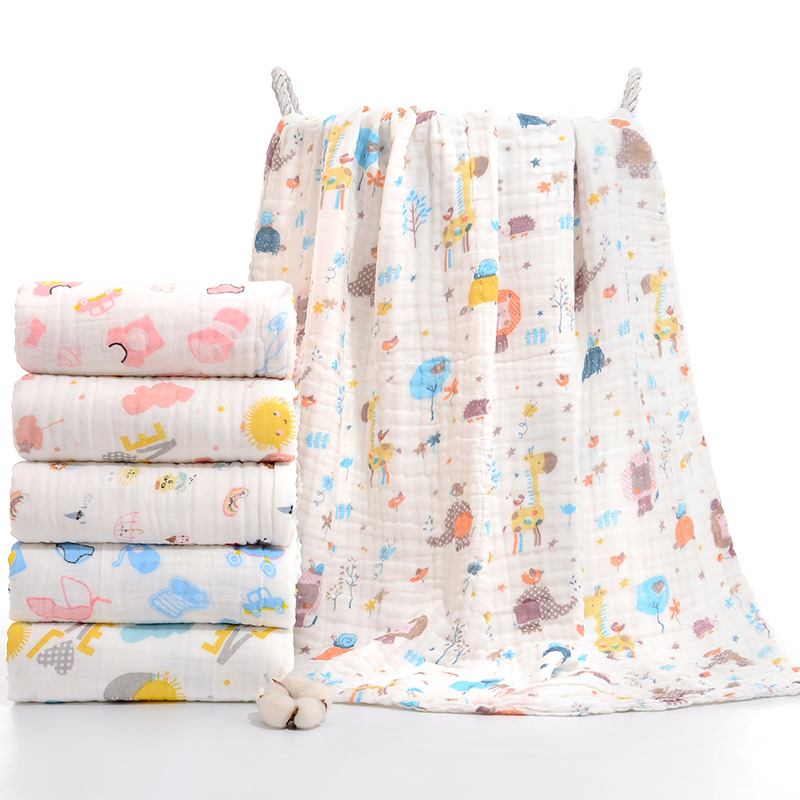 Wholesale Class a Seersucker Washed Cotton Wrinkle Thickening 12 Layers Gauze Blanket Newborn Baby Six-Layer Gauze Bath Towel