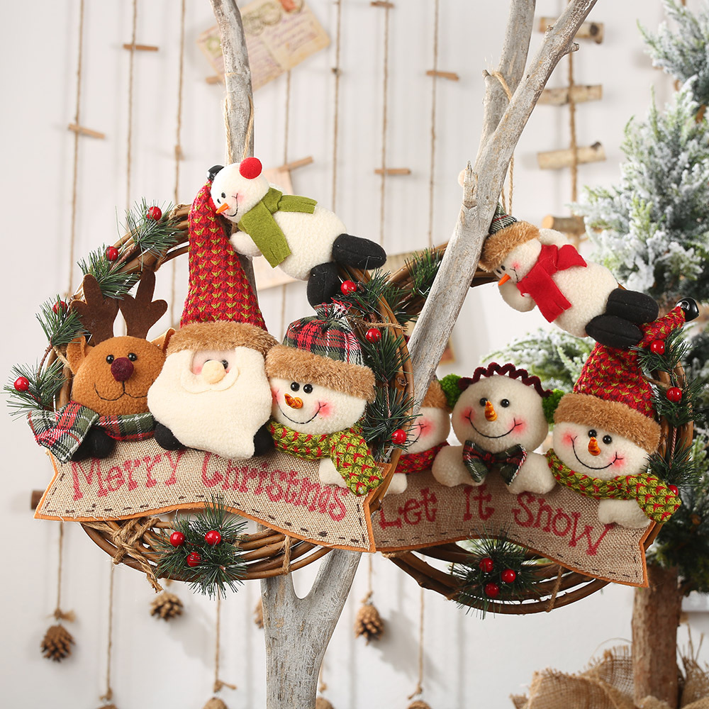 haobei new christmas decoration supplies for the elderly snowman elk vine ring pendant small work rattan garland ornaments