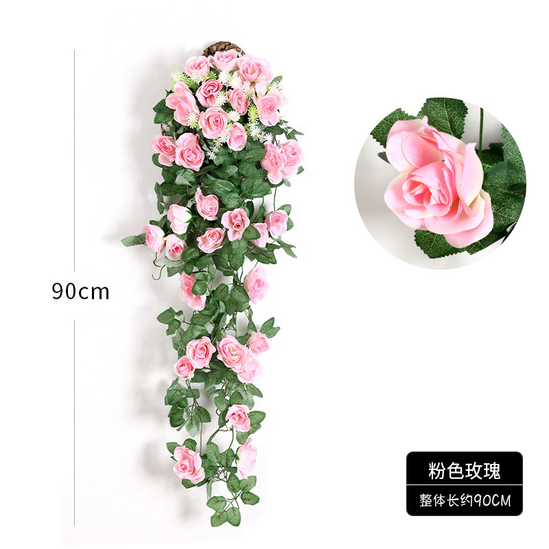 Foreign Trade Hot Sale Artificial Rose Wall Hanging Shopping Mall Home Decorative Fake Flower HANAFUJI Factory Wholesale Layout HANAFUJI