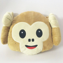 工厂现货emoji猴子抱枕系列不听不说不看无手抱枕毛绒玩具礼物