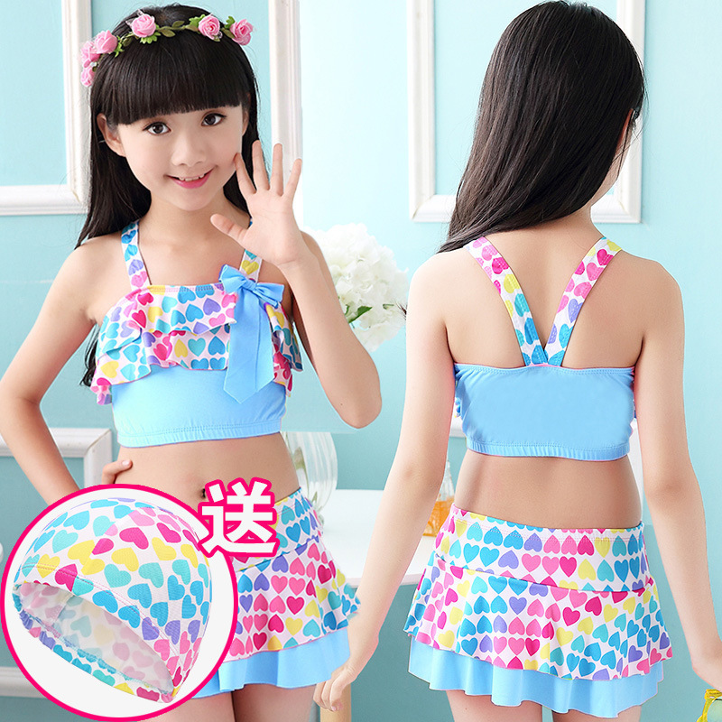 New Children's Swimsuit Women's One-Piece Split Princess Girl Swimsuit Middle and Big Children Girls' Skirt Student Swimsuit